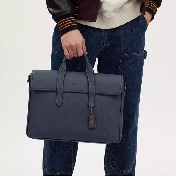 NWT！COACH SULLIVAN PORTFOLIO BRIEF (COACH C9875) GUNMETAL/DENIM - Picture 7 of 12